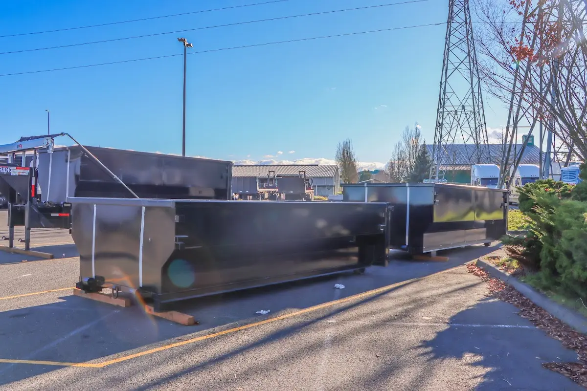 Roll-off dumpster ready for waste disposal at job site for 2 Yard Dumpster Rental in Collinsville